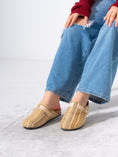 Load image into Gallery viewer, Striped Woven Fabric Buckle Clogs - BEIGE
