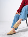Load image into Gallery viewer, Striped Woven Fabric Buckle Clogs - BEIGE
