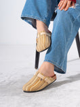 Load image into Gallery viewer, Striped Woven Fabric Buckle Clogs - BEIGE

