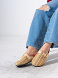 Load image into Gallery viewer, Striped Woven Fabric Buckle Clogs - BEIGE
