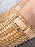 Load image into Gallery viewer, Striped Woven Fabric Buckle Clogs - BEIGE
