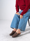 Load image into Gallery viewer, Snake-Embossed Buckle Clogs - BROWN
