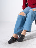 Load image into Gallery viewer, Snake-Embossed Buckle Clogs - BLACK
