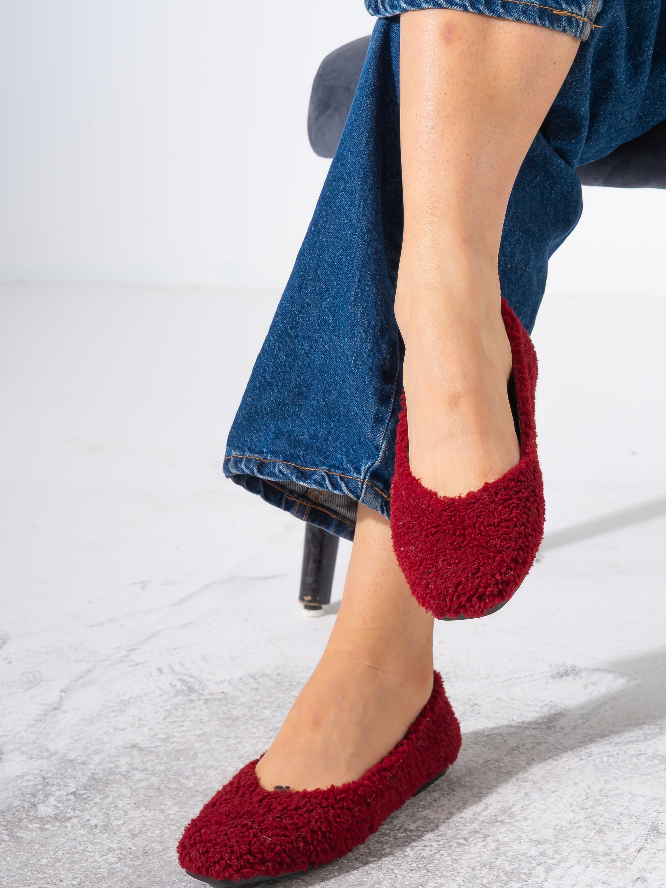 Teddy Sherpa Ballerina Flats - MARRON