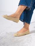 Load image into Gallery viewer, Square-Toe Embroidered Flat - BEIGE
