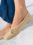 Load image into Gallery viewer, Square-Toe Embroidered Flat - BEIGE
