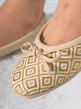 Load image into Gallery viewer, Square-Toe Embroidered Flat - BEIGE
