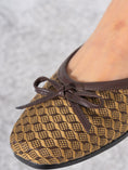 Load image into Gallery viewer, Square-Toe Embroidered Flat - BROWN
