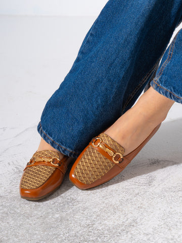 Textured Jacquard Detail Flat- CAMEL
