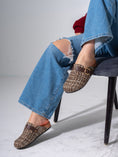Load image into Gallery viewer, Tweed Buckle-Strap Clogs - BROWN
