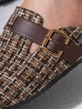 Load image into Gallery viewer, Tweed Buckle-Strap Clogs - BROWN
