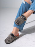 Load image into Gallery viewer, Tweed Buckle-Strap Clogs - BLACK
