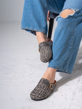 Load image into Gallery viewer, Tweed Buckle-Strap Clogs - GRAY
