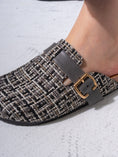 Load image into Gallery viewer, Tweed Buckle-Strap Clogs - GRAY
