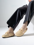 Load image into Gallery viewer, Chevron Woven Horsebit Clogs - BEIGE
