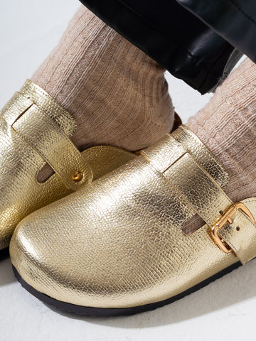 Shimmer Finish Comfort Clogs - GOLD