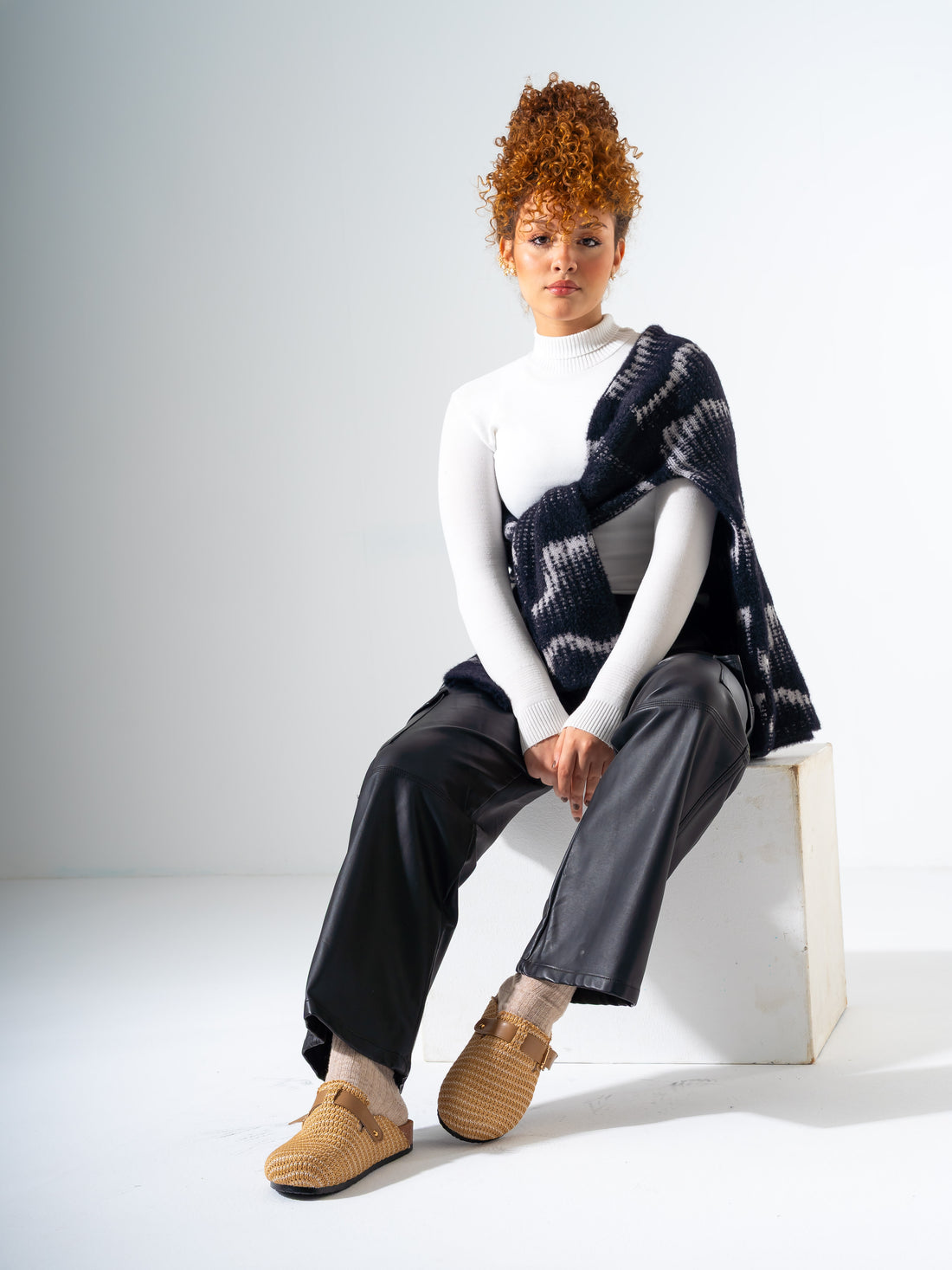 Woven Raffia Buckle Clogs - CAFE