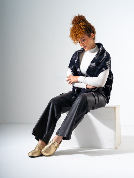 Metallic Ruched Slip-On Clogs - GOLD