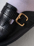Load image into Gallery viewer, Croc-Embossed Buckle Clogs - BLACK
