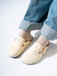 Load image into Gallery viewer, Textured Snake-Effect Buckle Clogs - BEIGE
