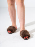 Load image into Gallery viewer, Faux Fur Single Band Slide - BROWN
