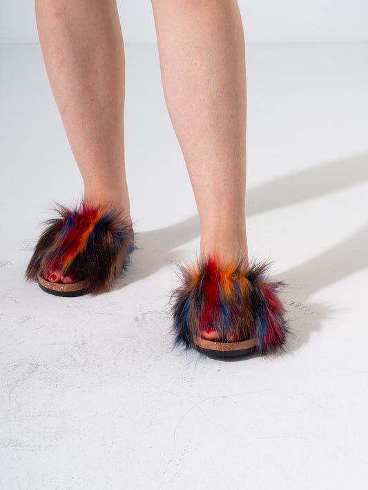 Faux Fur Single Band Slide - Multicolor
