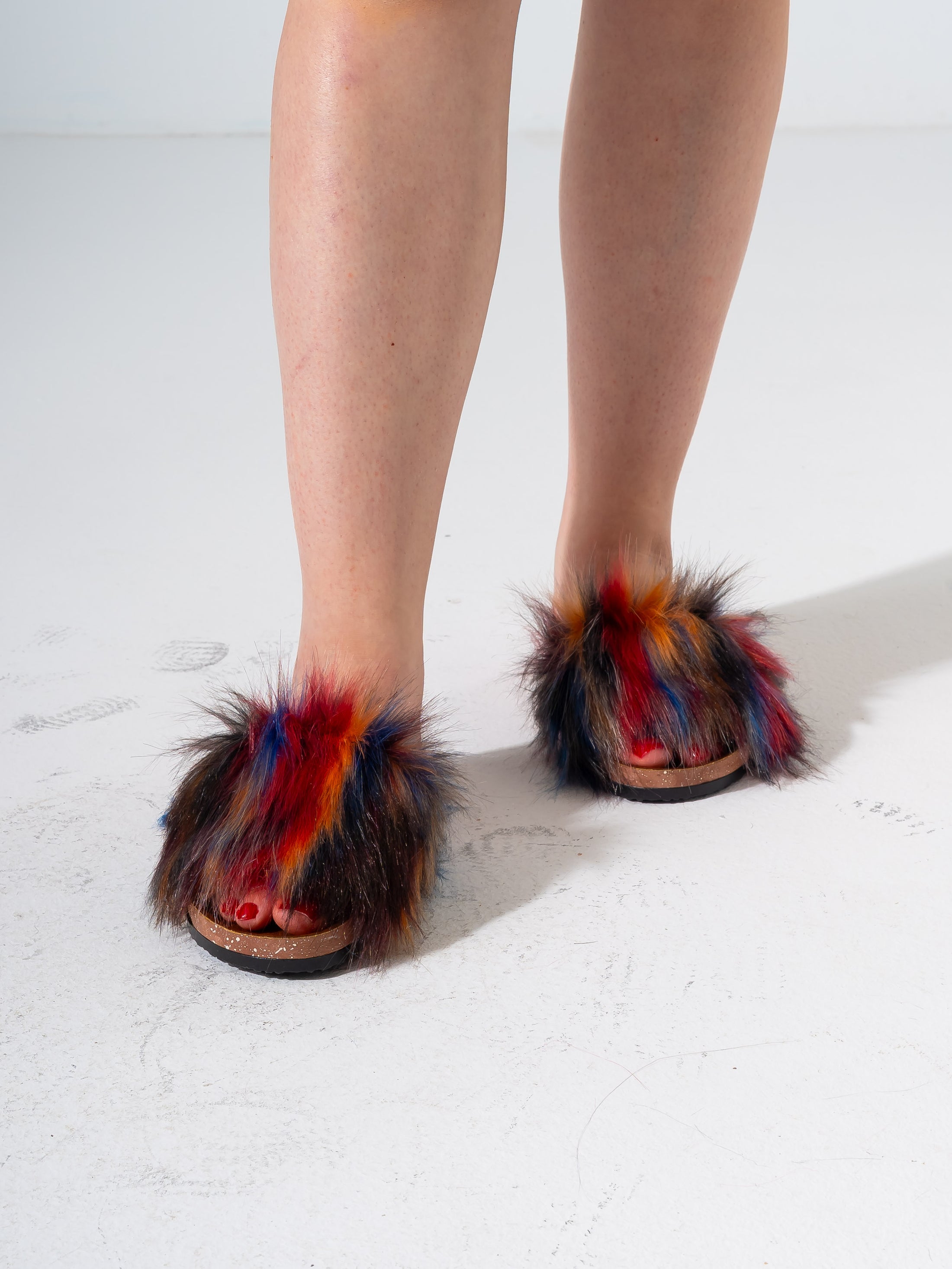 Faux Fur Single Band Slide - Multicolor