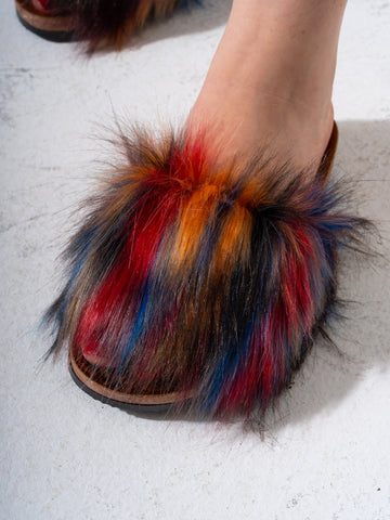 Faux Fur Single Band Slide - Multicolor