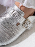 Load image into Gallery viewer, Metallic Ruched Slip-On Clogs - SILVER

