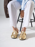 Load image into Gallery viewer, Croc-Embossed Buckle Clogs - GOLD
