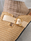 Load image into Gallery viewer, Woven Raffia Buckle Clogs -Light BEIGE
