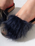 Load image into Gallery viewer, Faux Fur Single Band Slide - DARK BLUE
