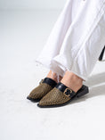 Load image into Gallery viewer, Geometric Pattern Buckle Pointed-Toe Mules-brown
