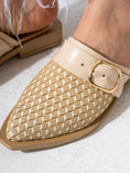 Load image into Gallery viewer, Honeycomb Textured Buckle Mules-BEIGE
