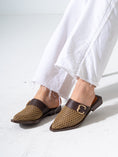 Load image into Gallery viewer, Honeycomb Textured Buckle Mules-BROWN
