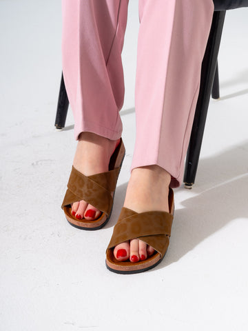 Leopard Print Criss-Cross - CAMEL