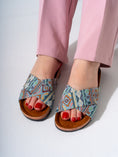 Load image into Gallery viewer, Boho Cross-Strap Slipper  - BABY BLUE
