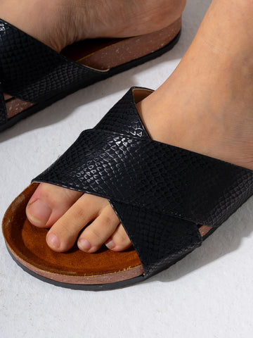 Textured Exotic Pattern Slides - BLACK