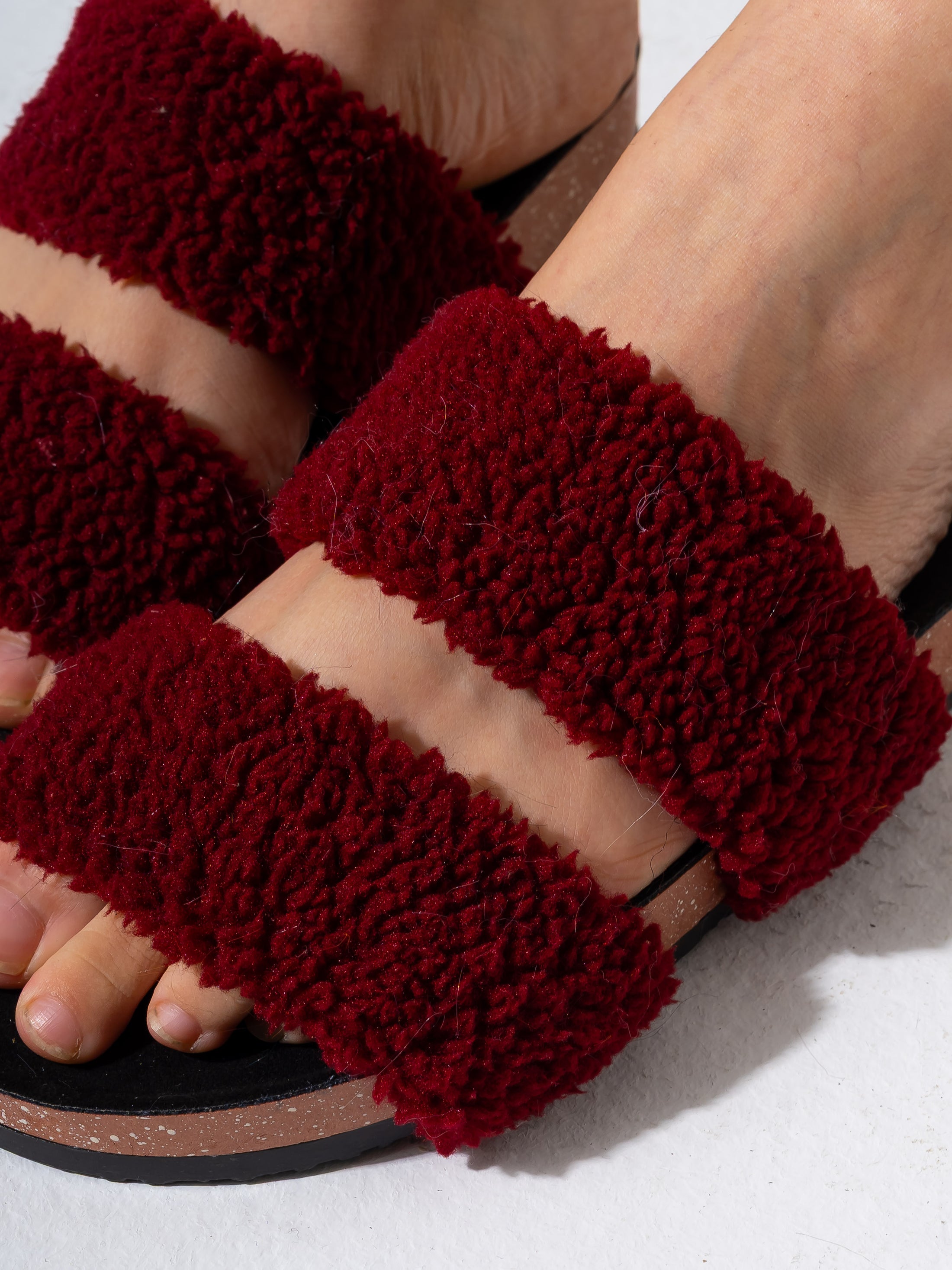 Fluffy Open-Toe Platform Slipper - MARRON