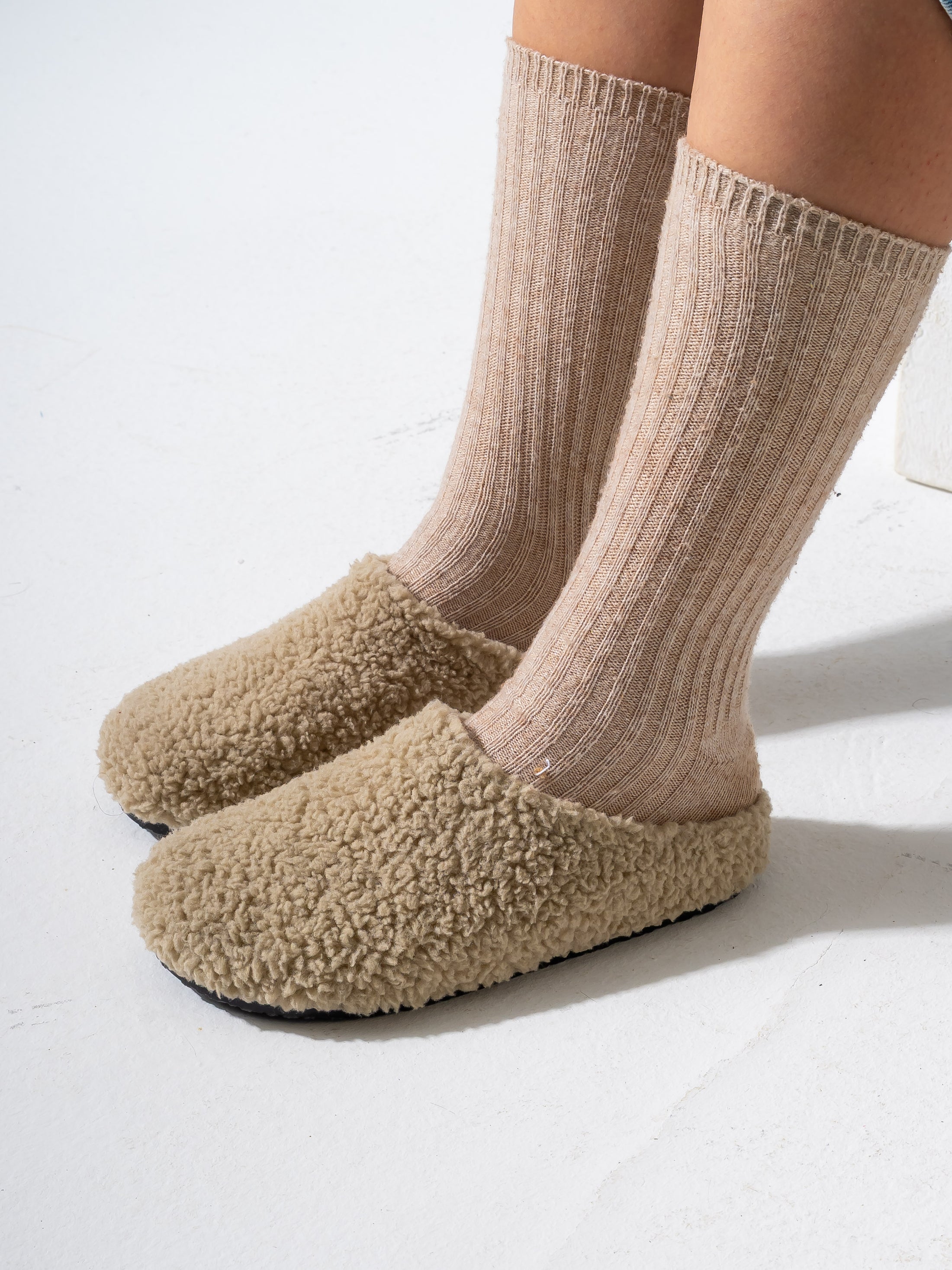 Teddy Fleece Clogs - BEIGE