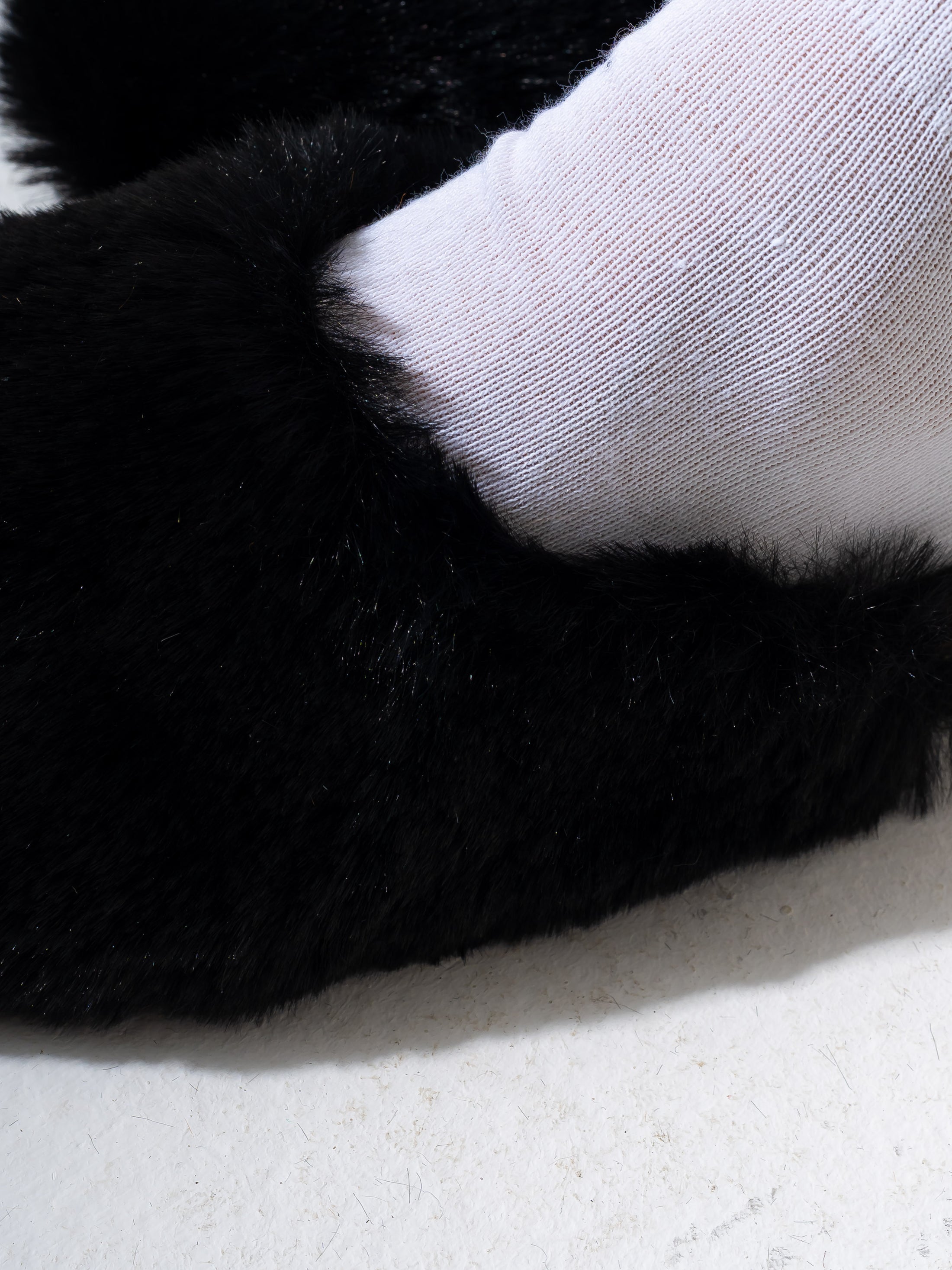 Faux Fur Fluffy Round Toe Clogs - BLACK