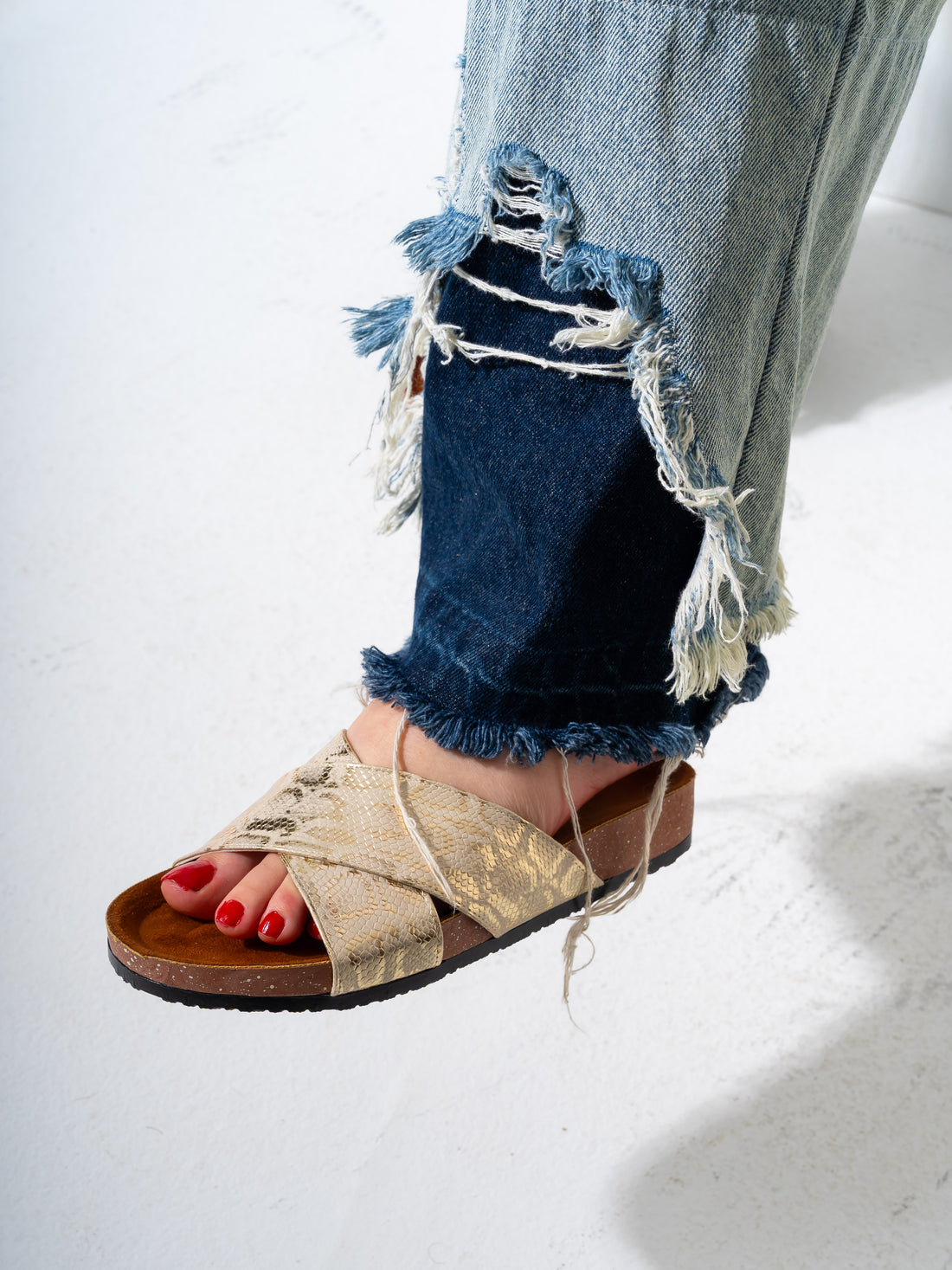 Metallic Animal Print Cross-Strap - GOLD