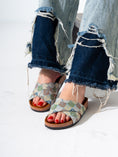Load image into Gallery viewer, Ethnic Patterned Cross-Strap Slides - GREEN
