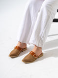 Load image into Gallery viewer, Honeycomb Textured Buckle Mules-CAMEL
