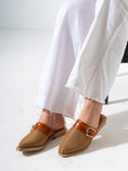 Load image into Gallery viewer, Honeycomb Textured Buckle Mules-CAMEL
