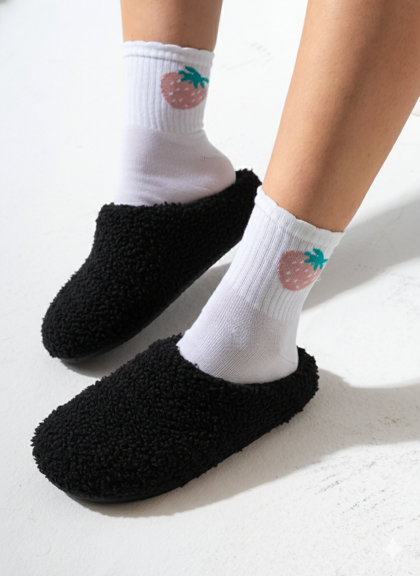 Teddy Fleece Clogs - BLACK