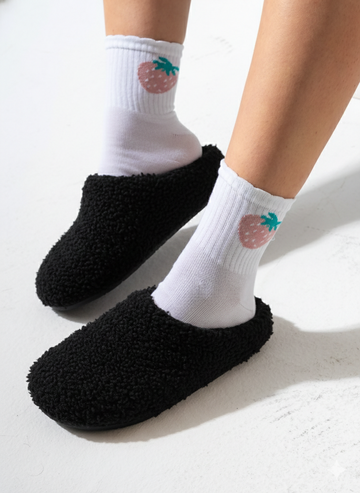 Teddy Fleece Clogs - BLACK