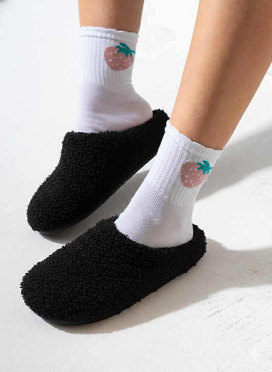 Teddy Fleece Clogs - BLACK