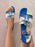 Load image into Gallery viewer, Cute Stitch Graphic Summer Slides - blue
