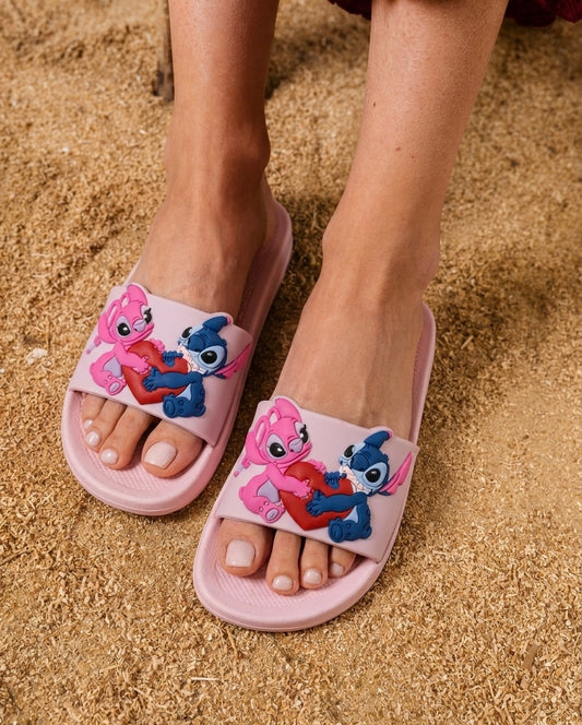 Stitch & Angel Heart Graphic Slides - pink